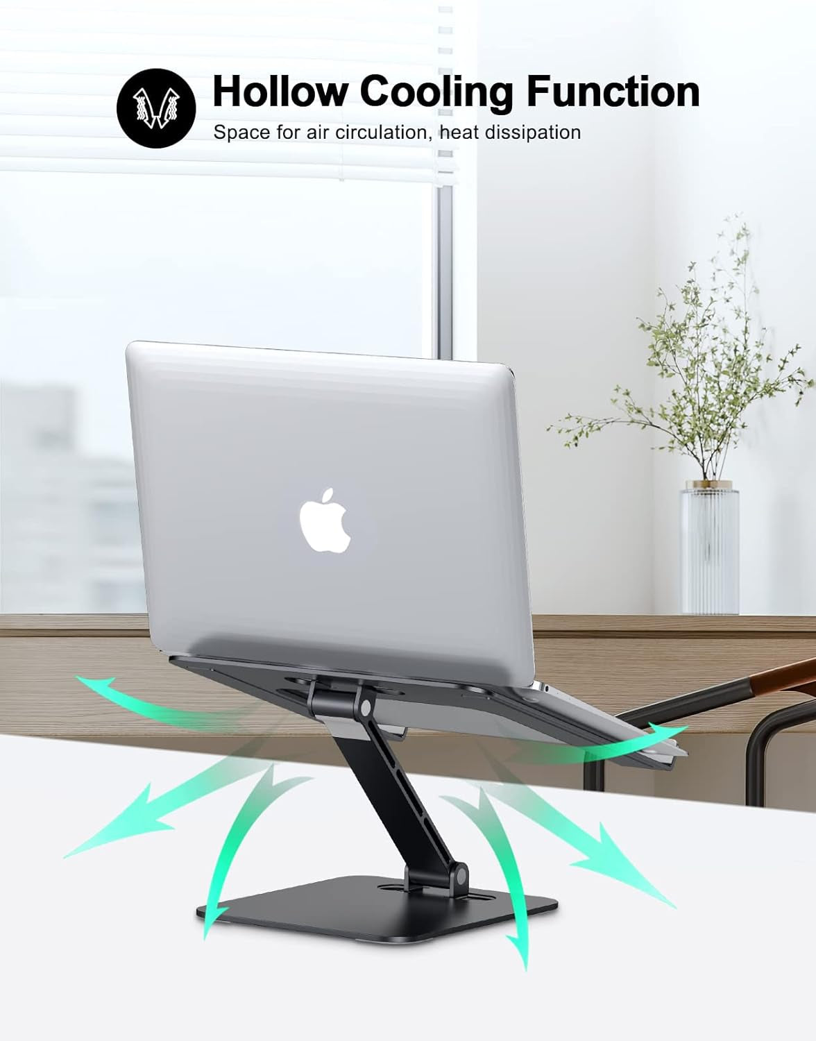 Laptop Stand for Desk, Ergonomic Adjustable Foldable Computer Stand with Heat-Vent, Aluminium Alloy Laptop Riser Compatible with Macbook Air, Pro, Dell XPS, Samsung, 10”-16"